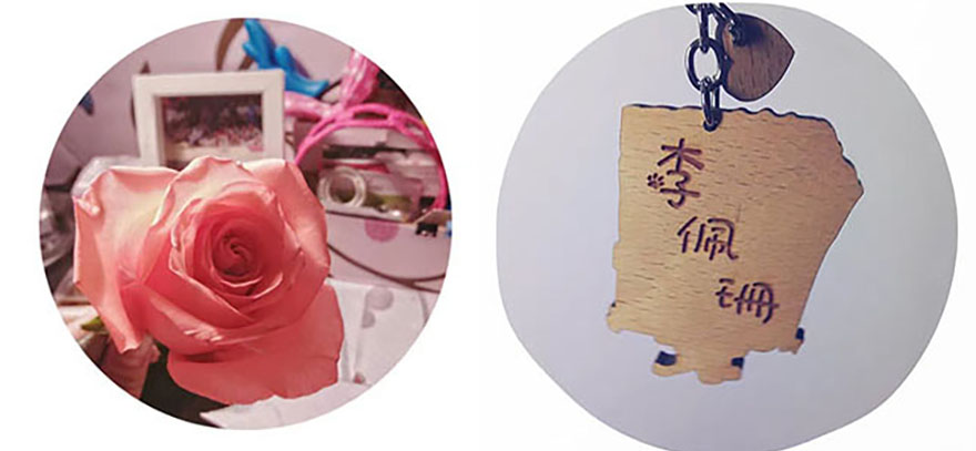 女生节,男生们送的美瑰花和钥匙扣